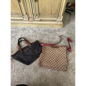 Lot of 2 Authentic Vintage Gucci Bags – GG Canvas Tote & Monogram Crossbody